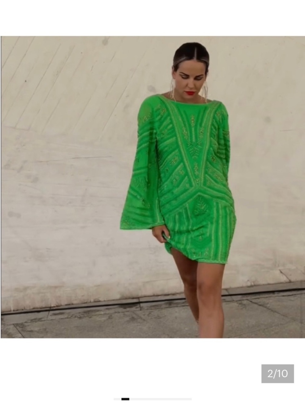 Zara Neon Green Embellished Mini Dress